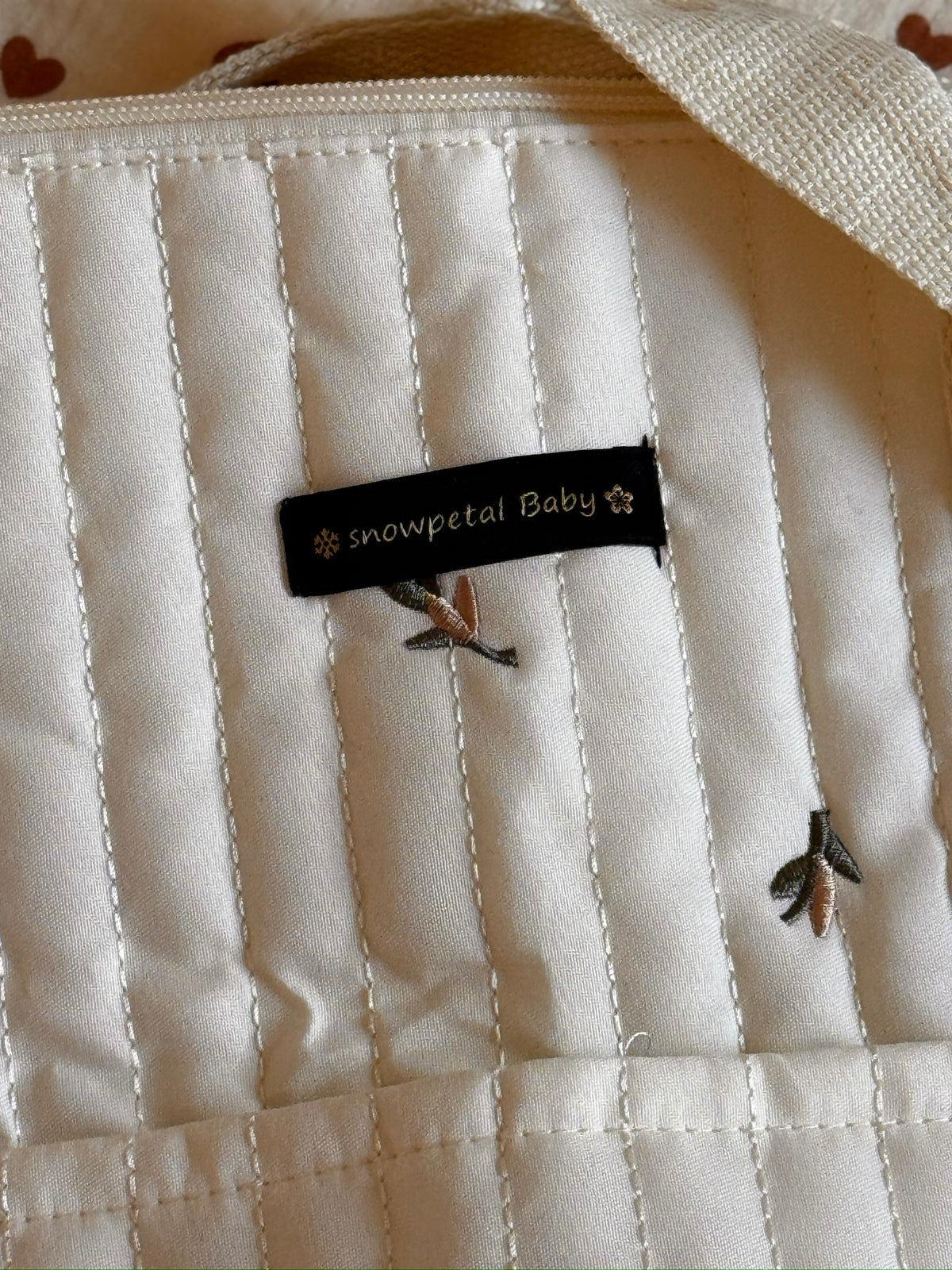 Sac de transport matelassé en coton de luxe pour couches | Sac de voyage et de couches haut de gamme pour bébé | Snow Petal Baby